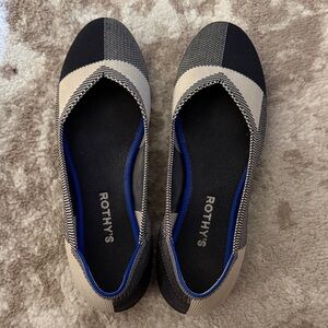 Rothy's The Flat in Black and Cream Knit size 9